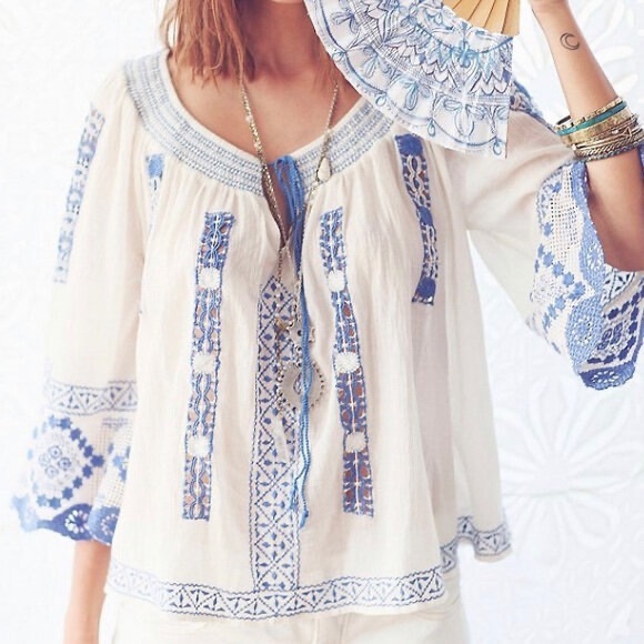 Free People Tops - Free People Silver Springs Peasant Top